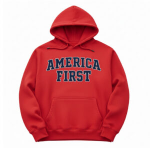 Embroidered Collegiate Hoodie - Red