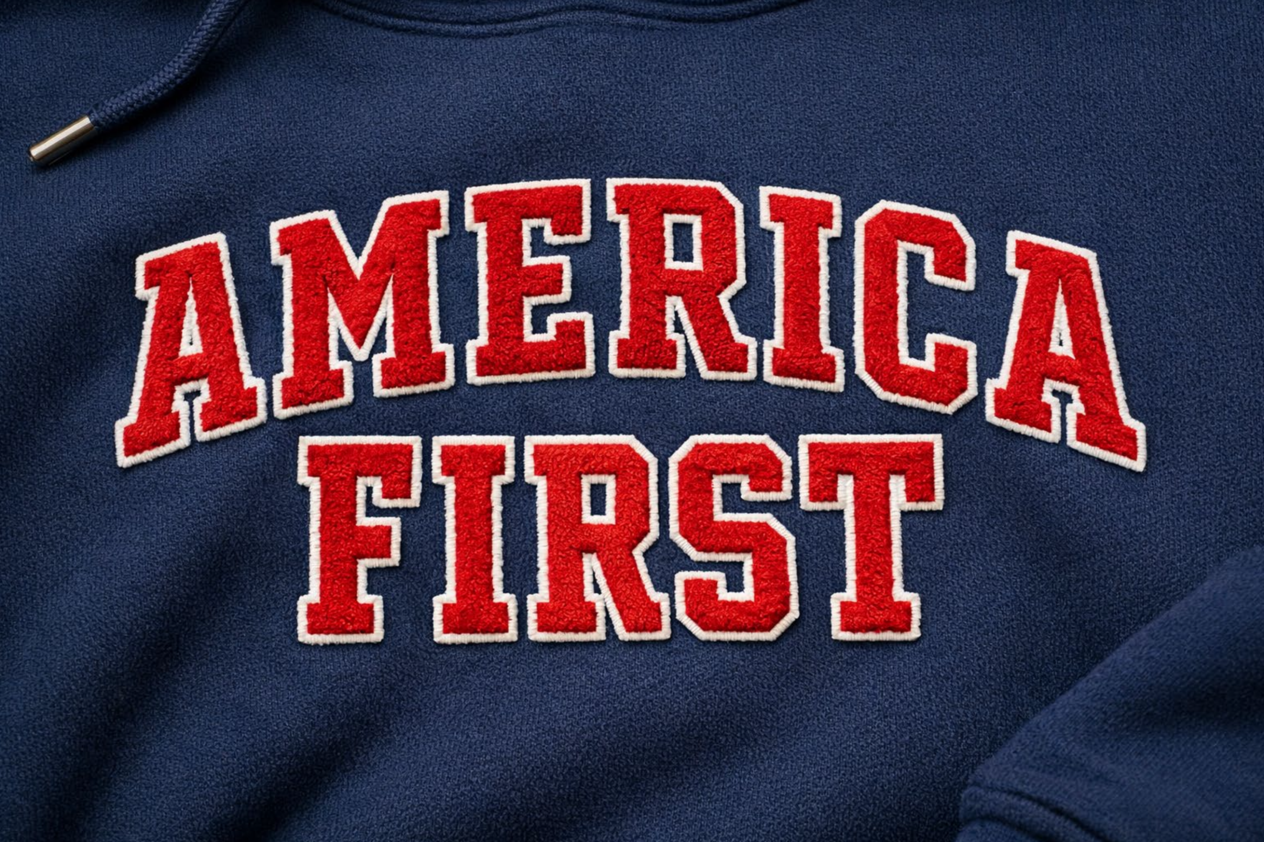 Embroidered Collegiate Hoodie - Navy - Image 2